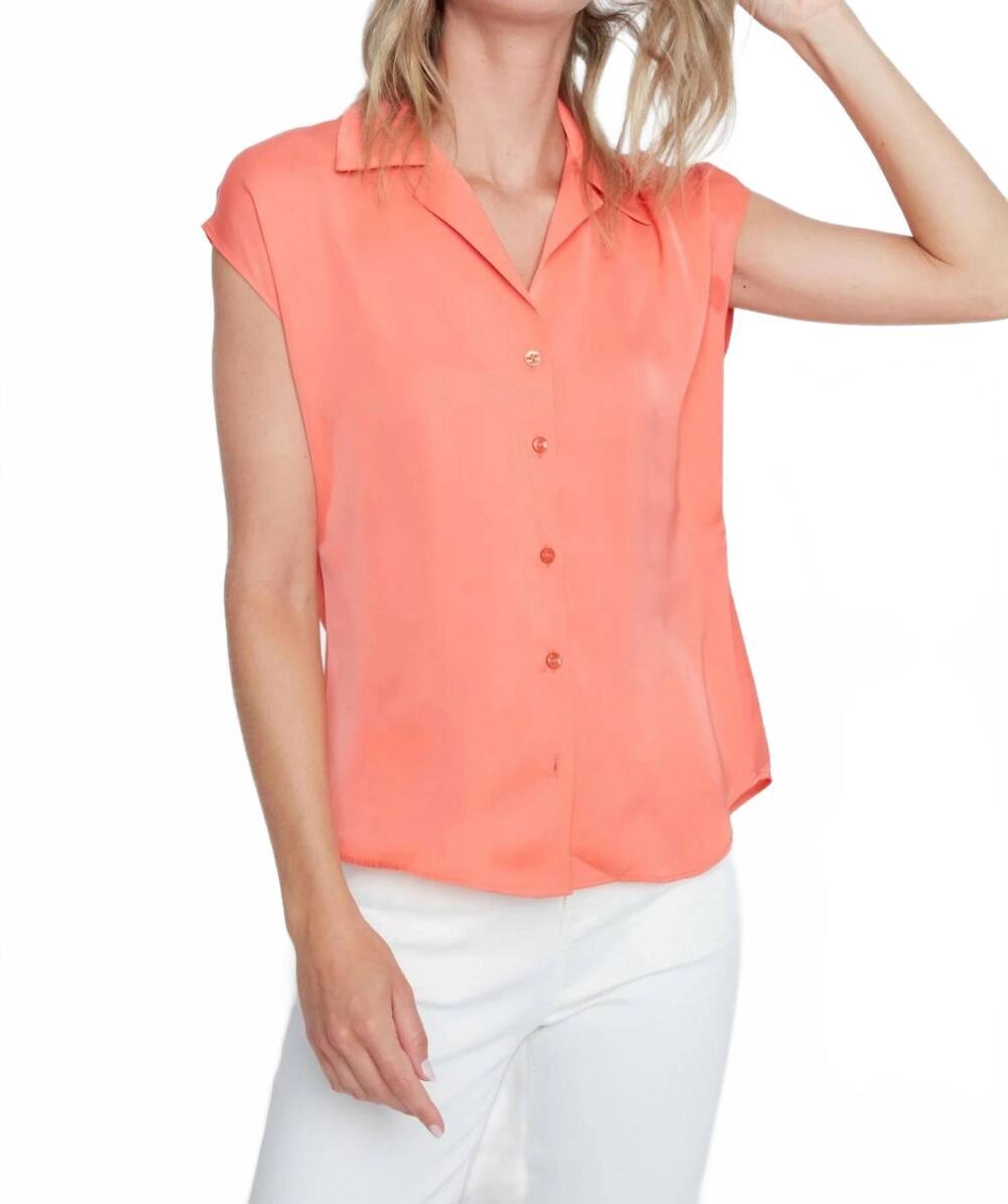 NEW RENUAR luxe satin blouse in neon coral
